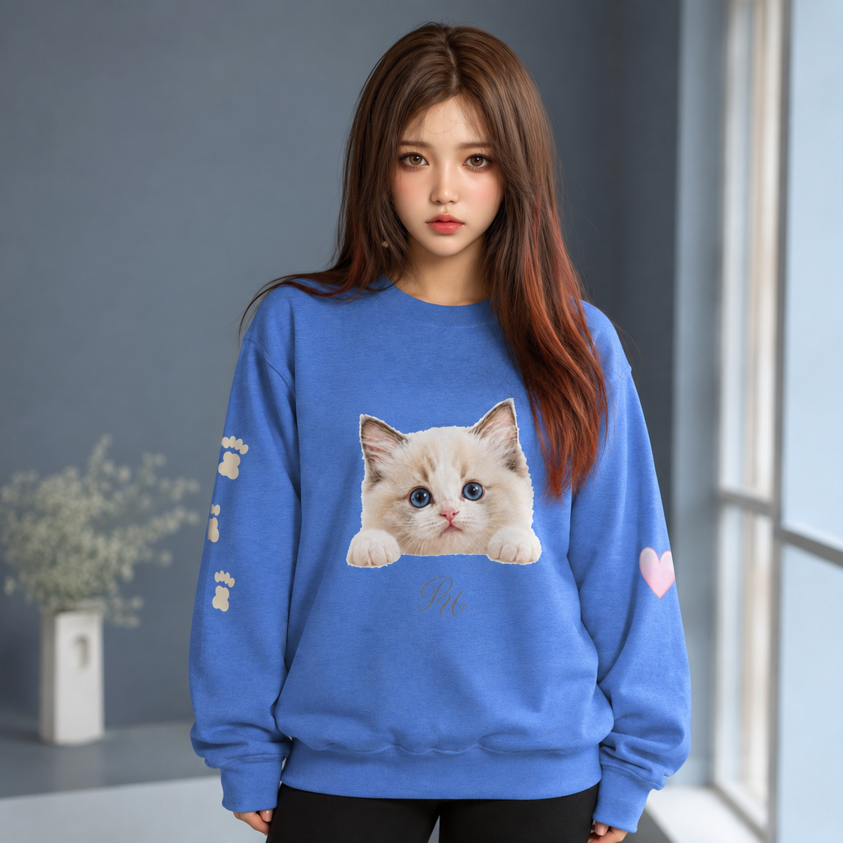 PU Peekaboo Kitten Sweatshirt