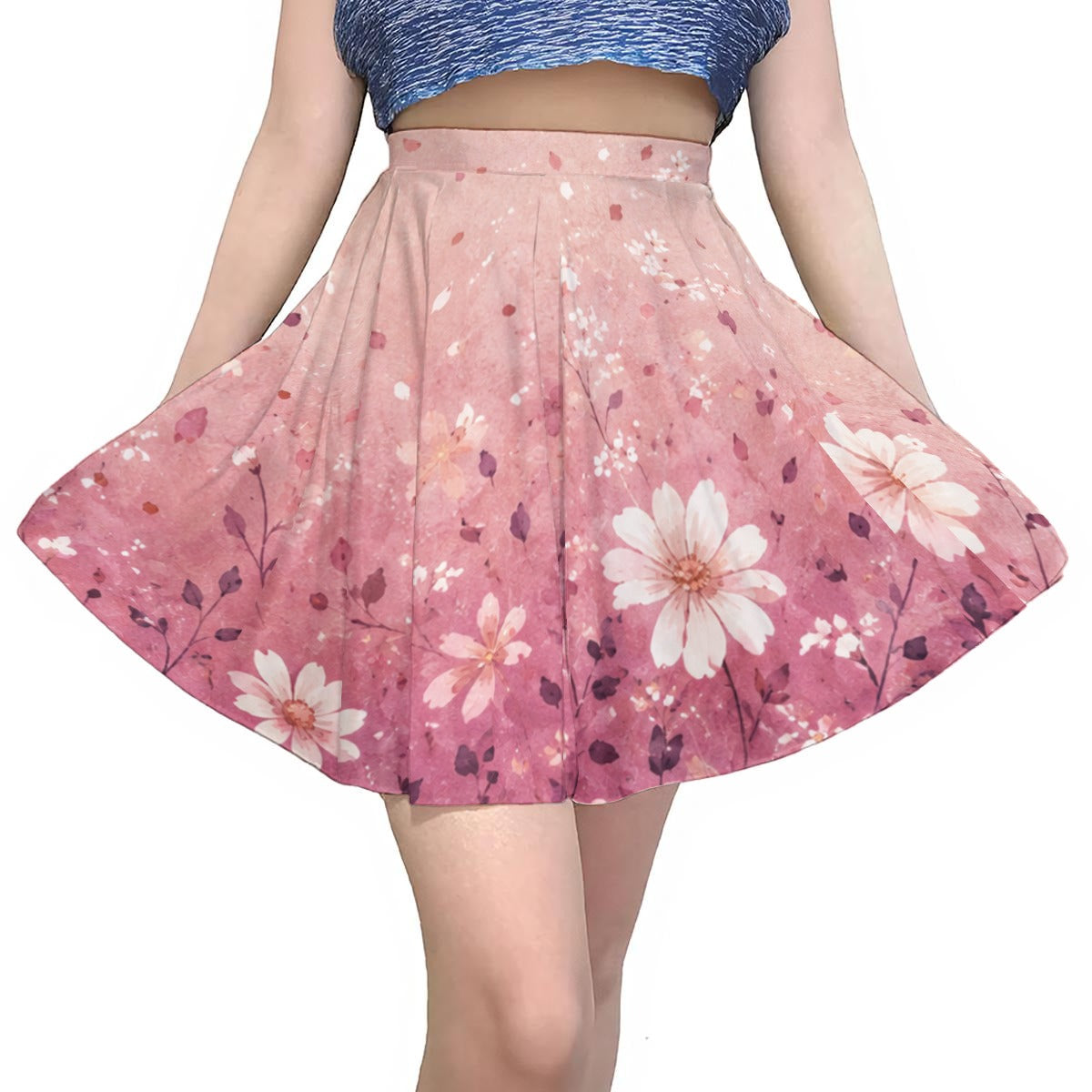 PU Blush Petal A-Line Mini Skirt