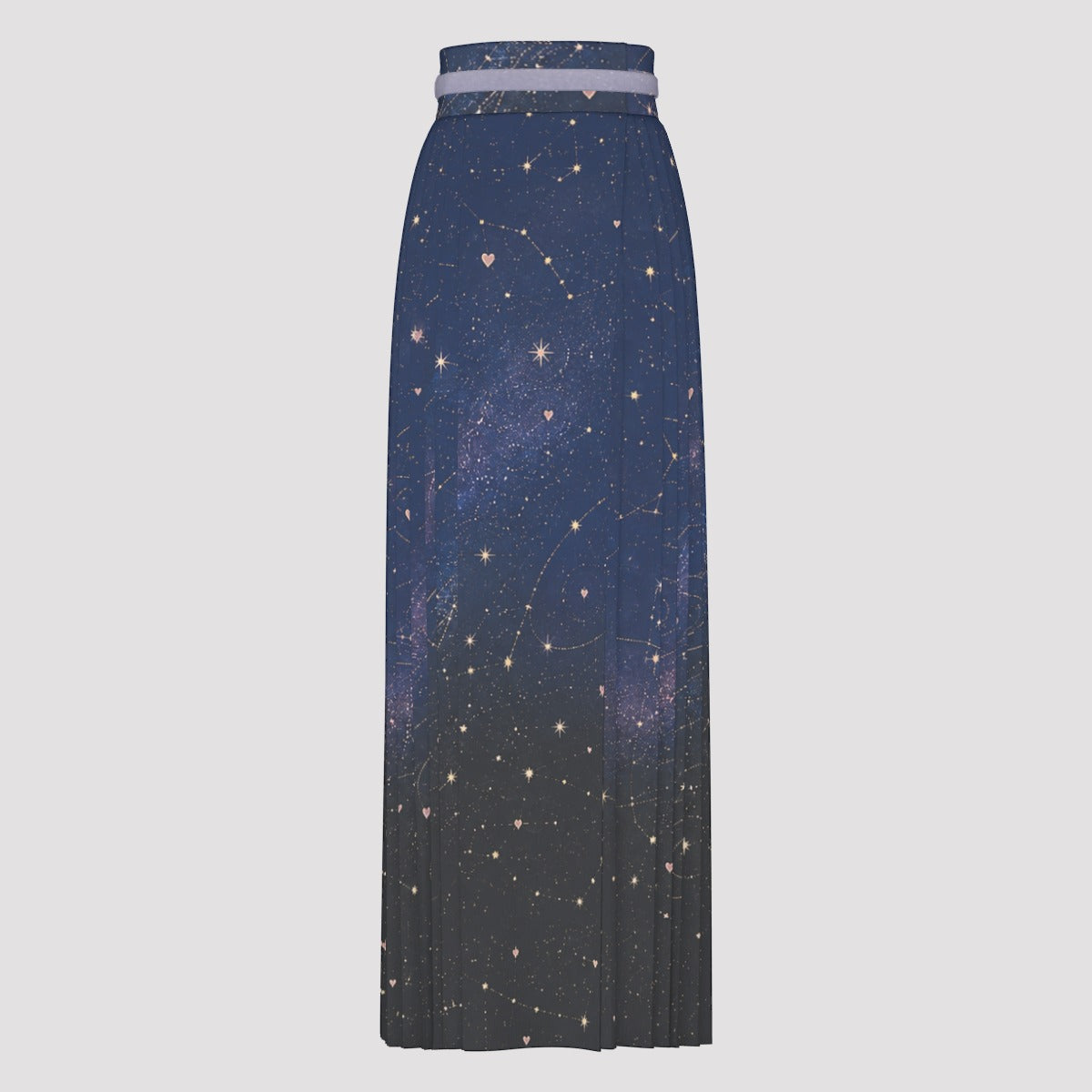 PU Celestial Ribbon Pleated Maxi Skirt