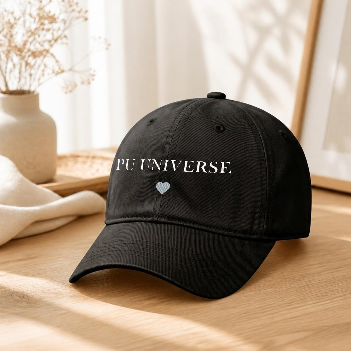 PU Universe Signature Embroidered Soft-Crown Cap – Black / Heart