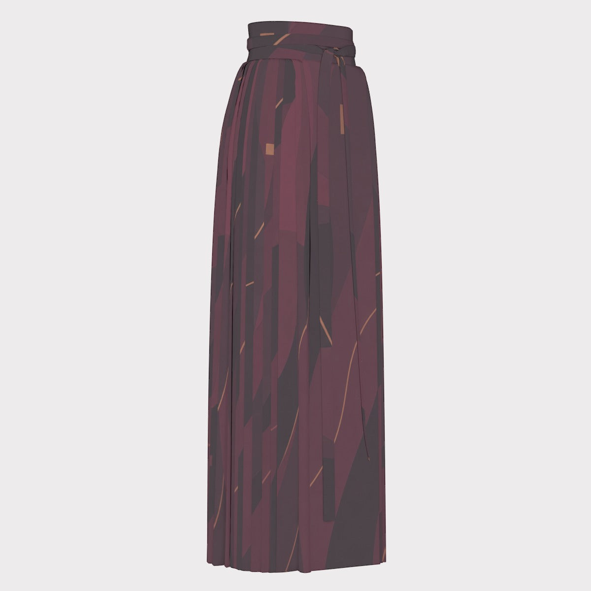 PU Wine Shadow Pleated Maxi Skirt