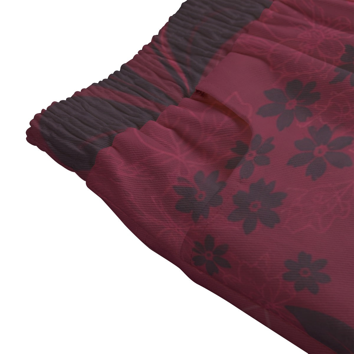PU Burgundy Bloom Cotton Midi Skirt