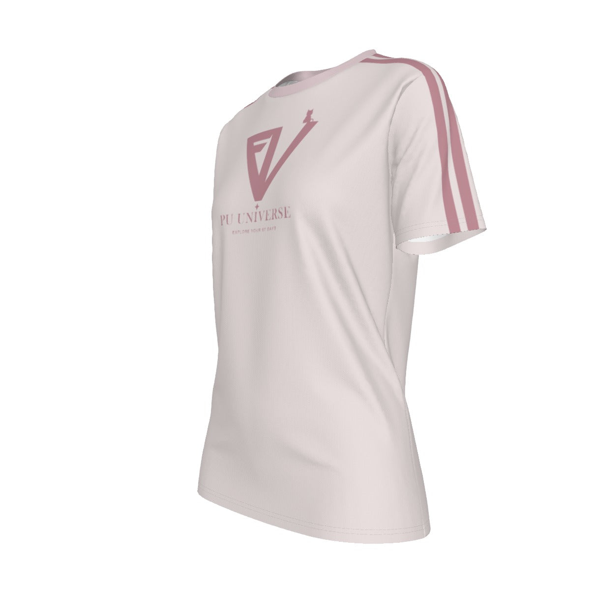 PU Double Stripe Logo Tee – Pink