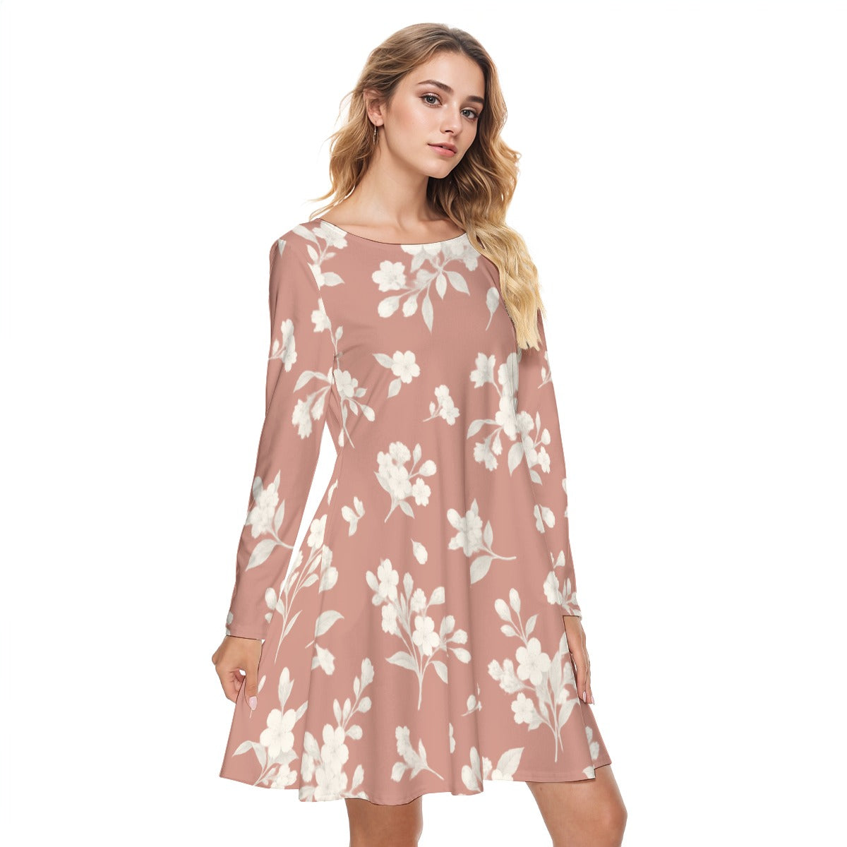 PU Rose Meadow コットン長袖ワンピース