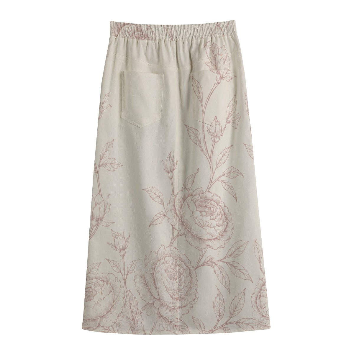 PU Ivory Botanical コットンキャンバス ミディスカート
