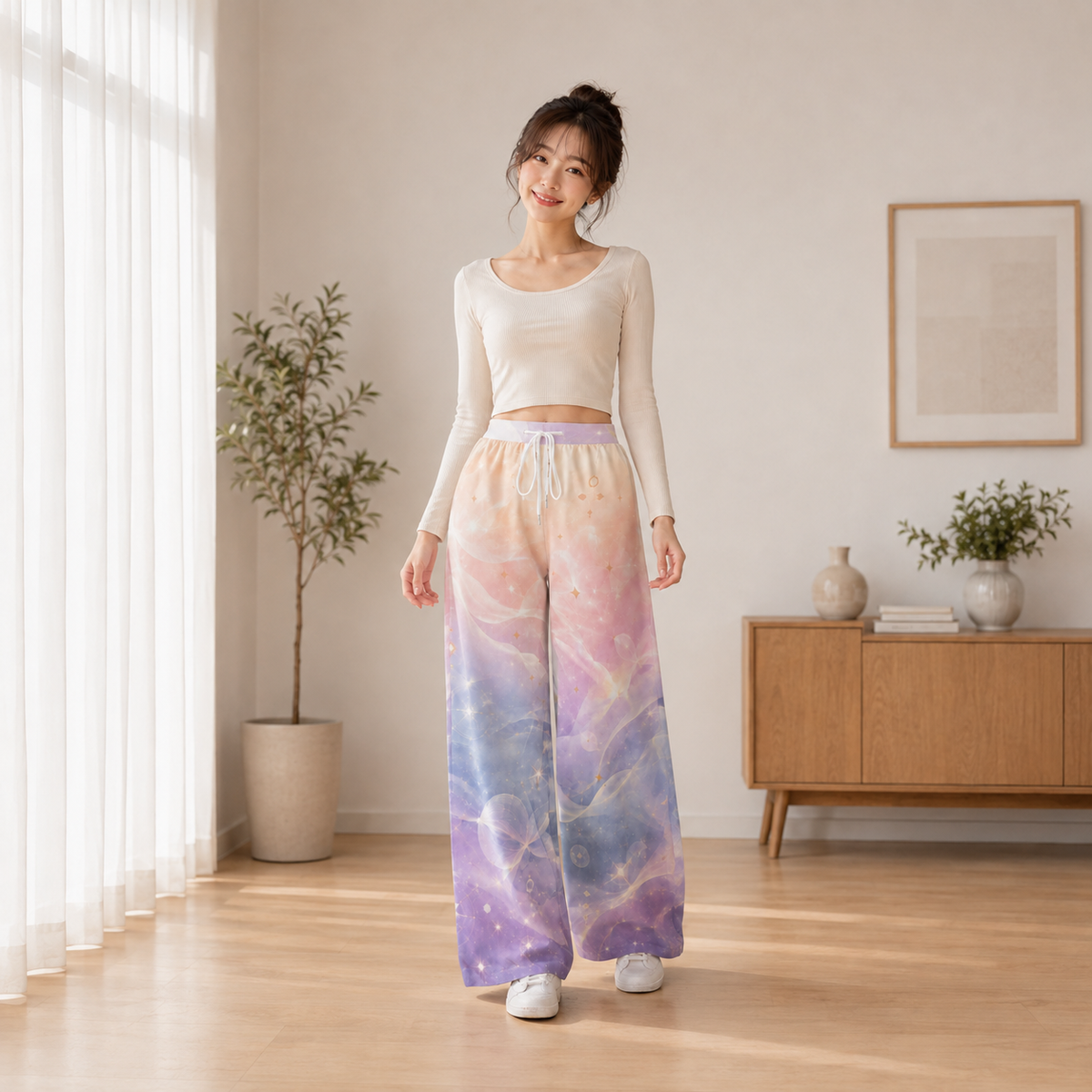 PU Aurora Mist High-Stretch Wide-Leg Pants