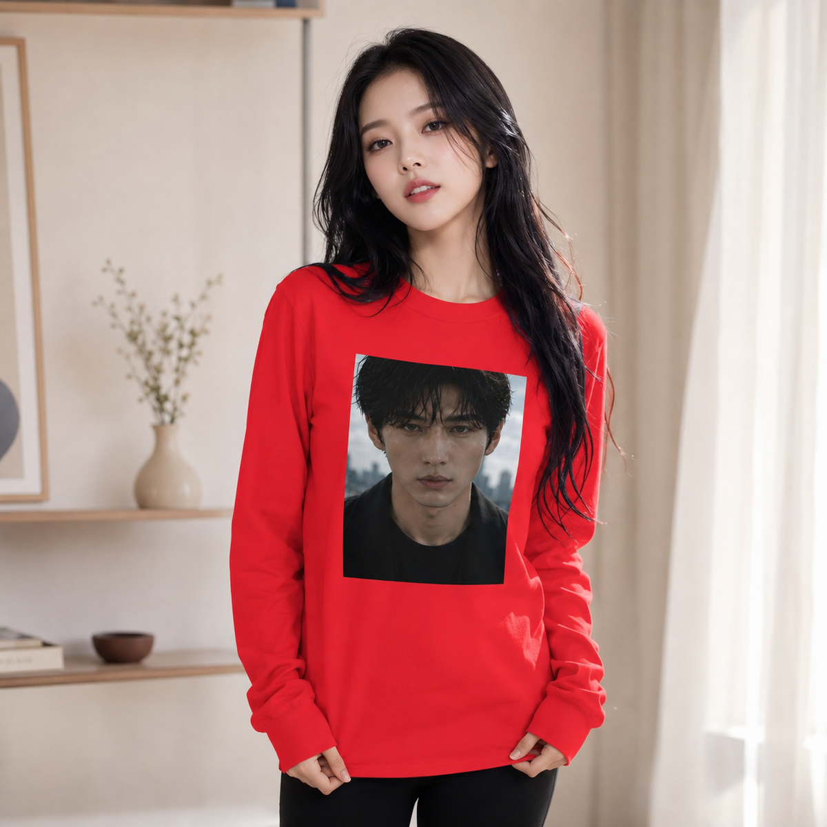 PU Black Shadow Graphic Long Sleeve Shirt