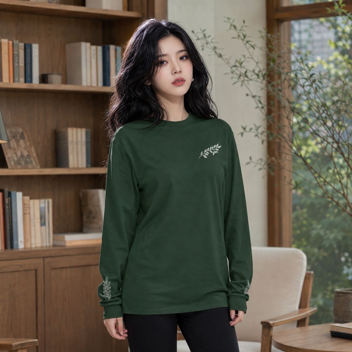 PU Laurel Whisper Embroidered Long Sleeve Shirt