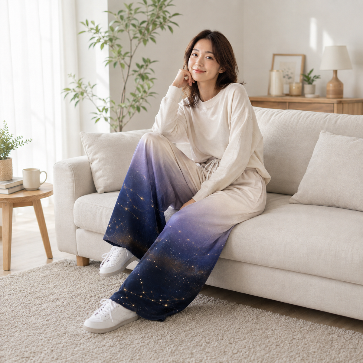 PU Little Star High-Stretch Wide-Leg Pants