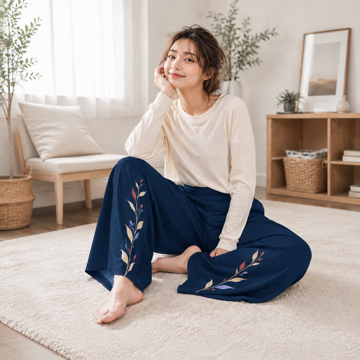 PU Parallel Garden Cat Wide-Leg Pants