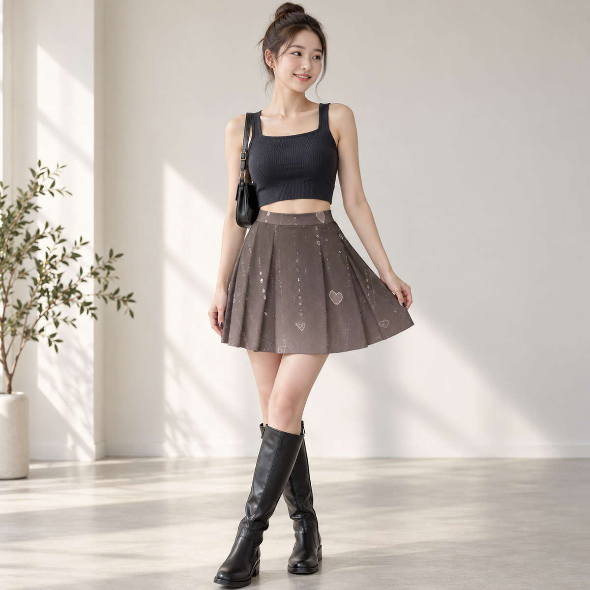 PU Quiet Signal A-Line Mini Skirt