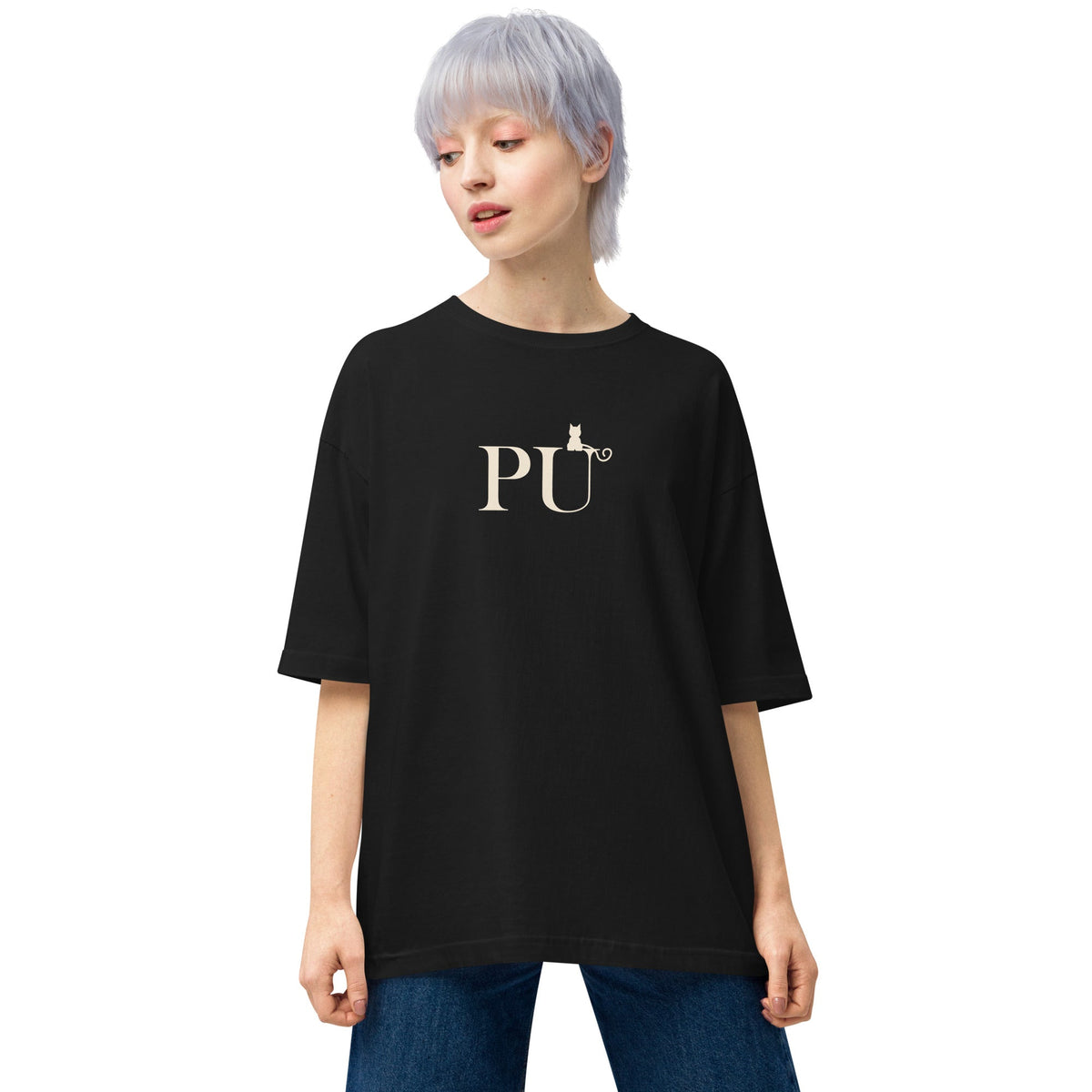 PU Cat Signature オーバーサイズTシャツ — Dark Edition