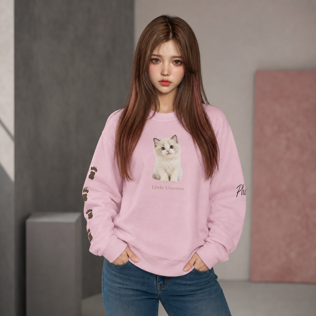 PU Little Universe Kitten Sweatshirt