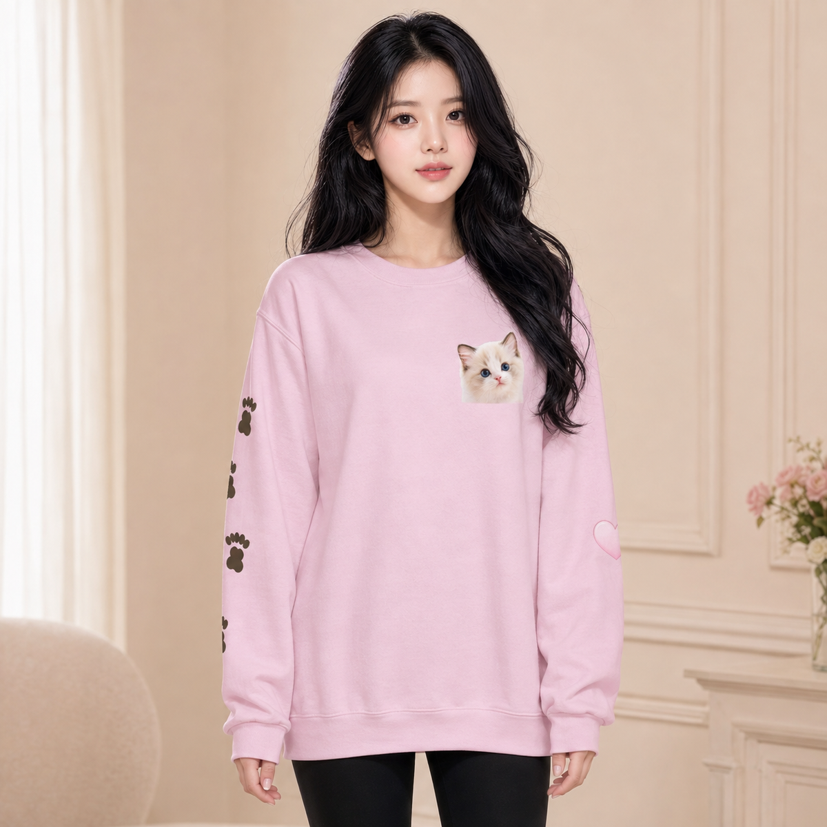 PU CAT Paw Trail Crewneck Sweatshirt