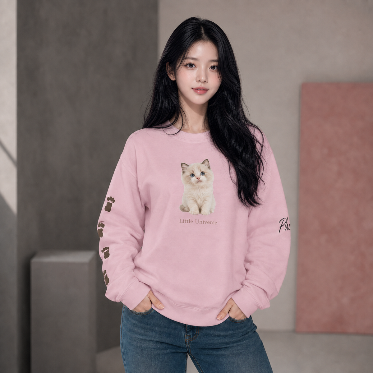 PU Little Universe Kitten Sweatshirt