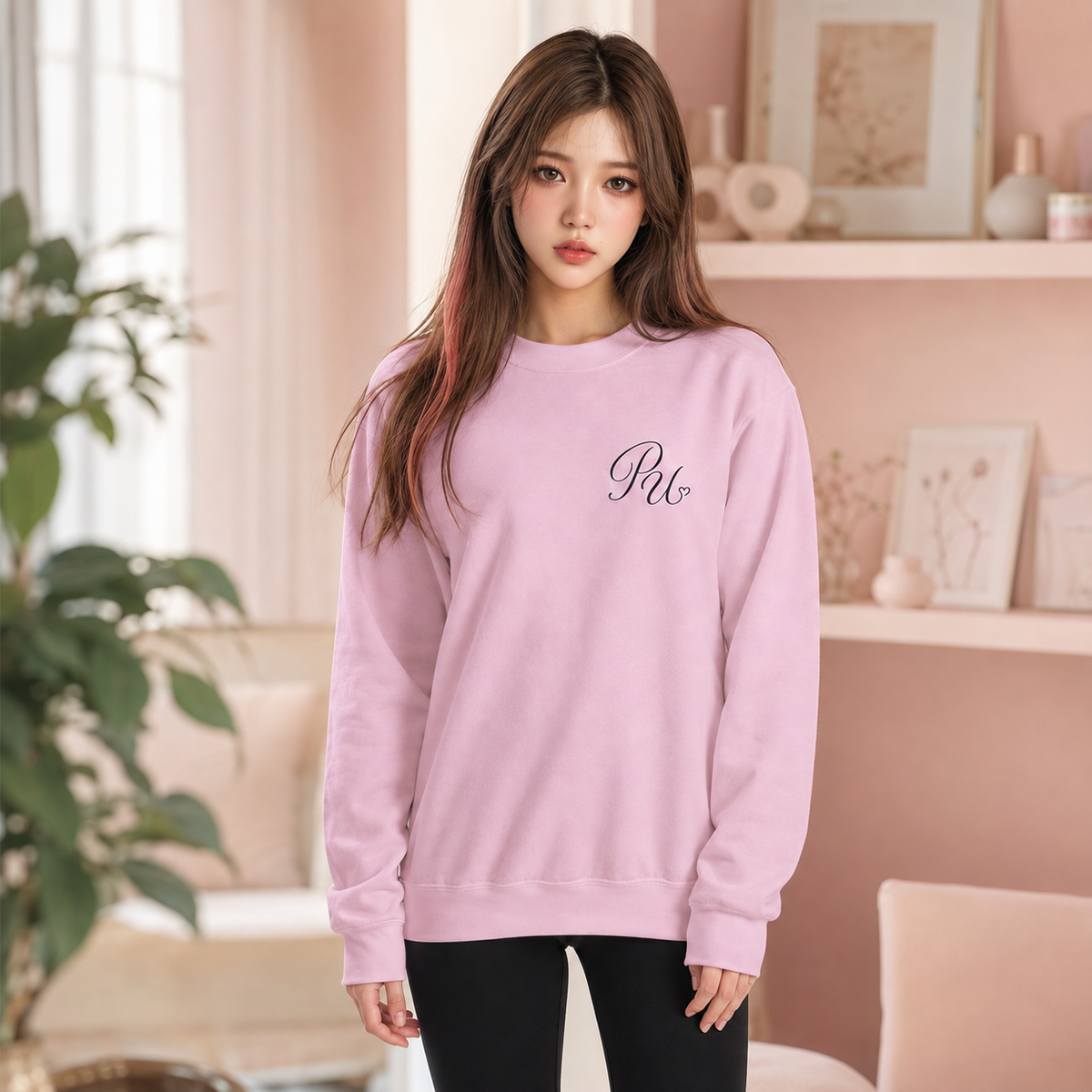 PU Heart Micro Crewneck