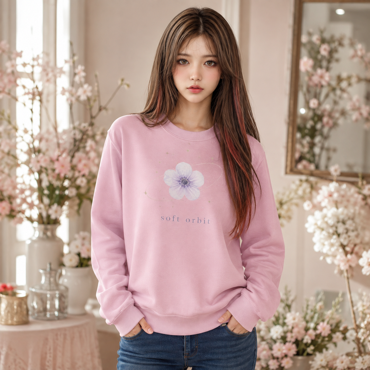 PU Soft Bloom Pink Sweatshirt