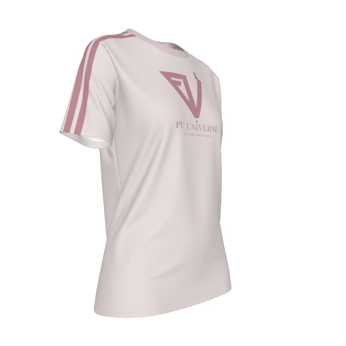 PU Double Stripe Logo Tee – Pink