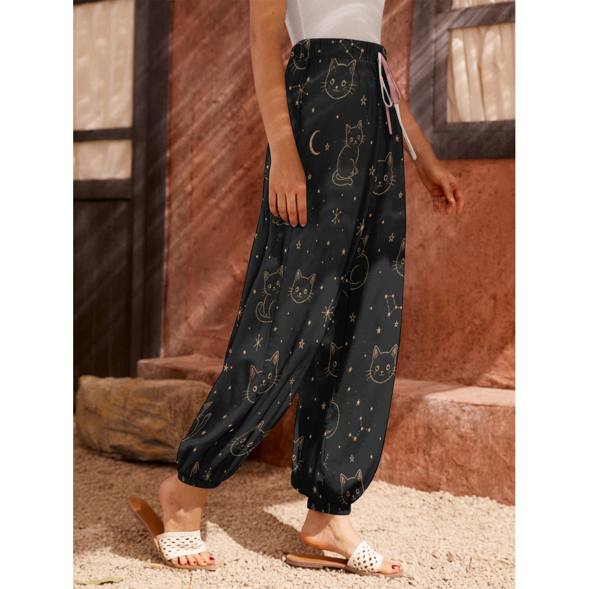 PU Midnight Cat Constellation French Terry Pants