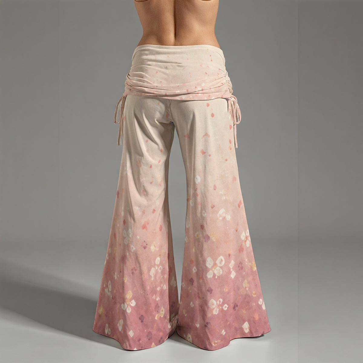PU Petal Dusk Fold-Over Wide-Leg Pants
