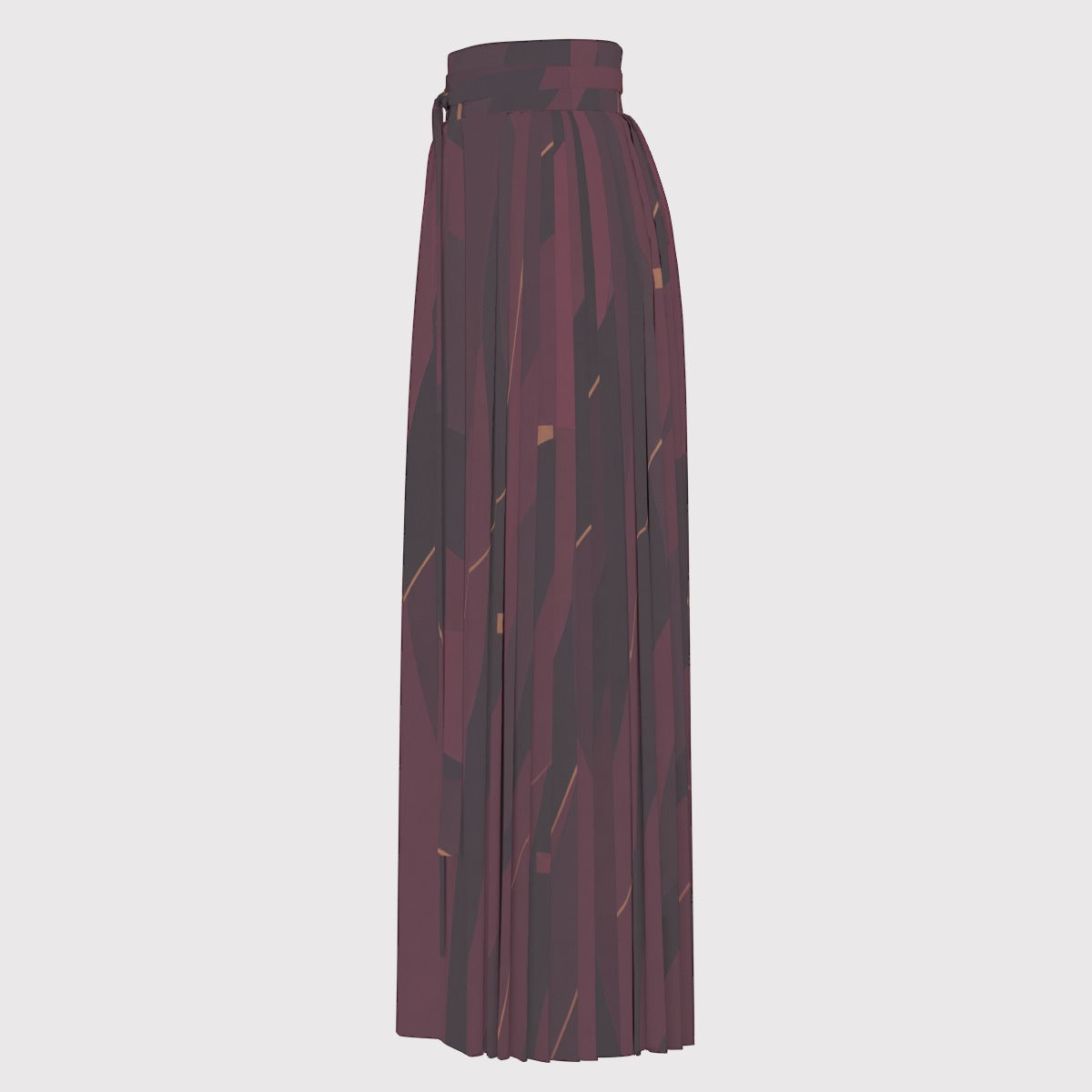 PU Wine Shadow Pleated Maxi Skirt