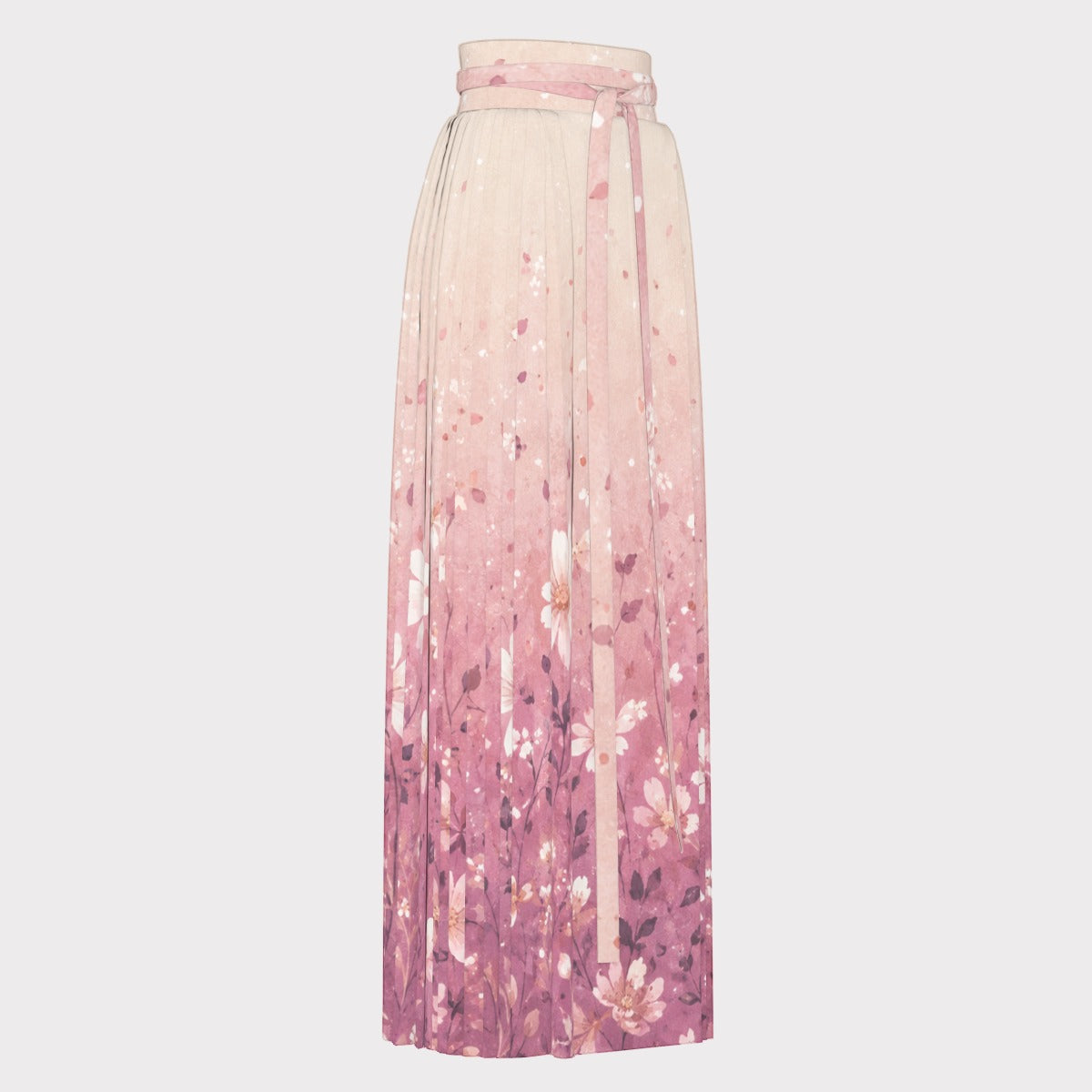 PU Blush Garden Pleated Maxi Skirt