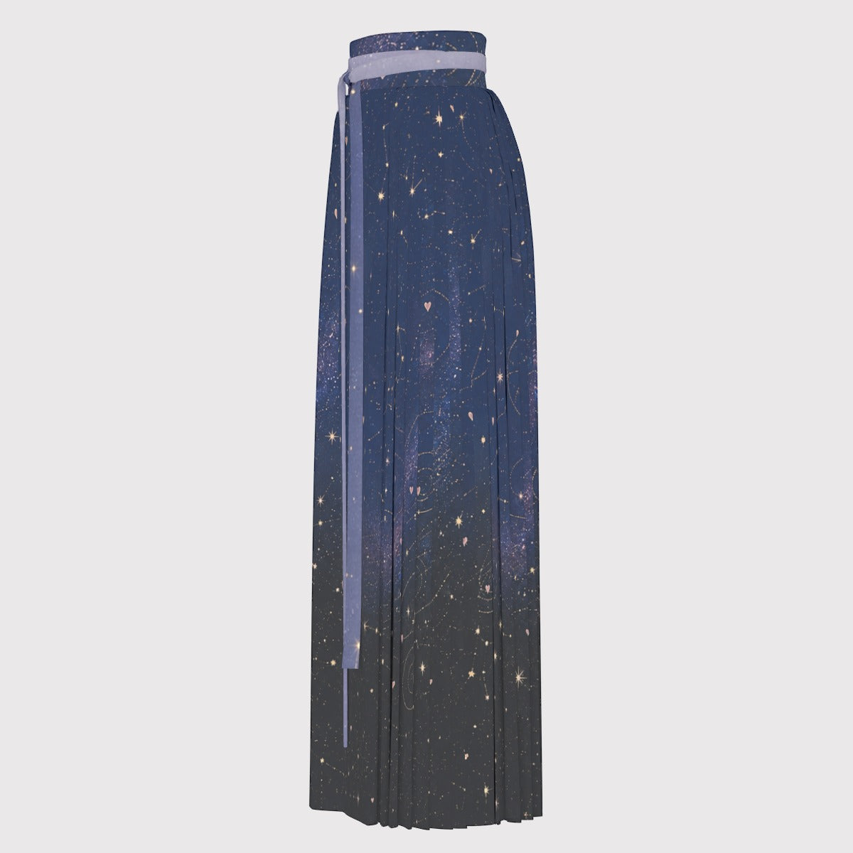 PU Celestial Ribbon Pleated Maxi Skirt