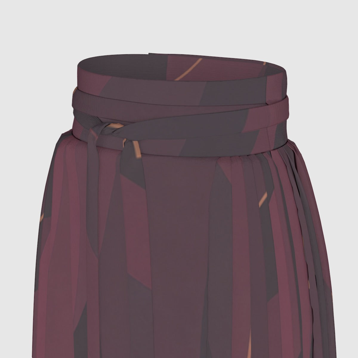 PU Wine Shadow Pleated Maxi Skirt