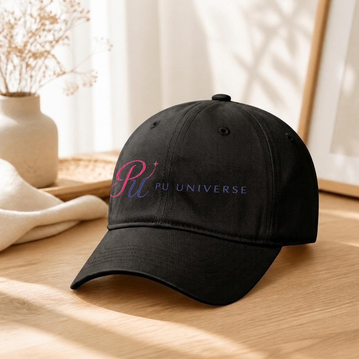 PU Universe Signature Embroidered Soft-Crown Cap – Black / 67