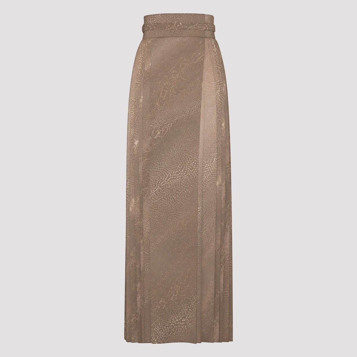 PU Taupe Dune Ribbon Pleated Maxi Skirt