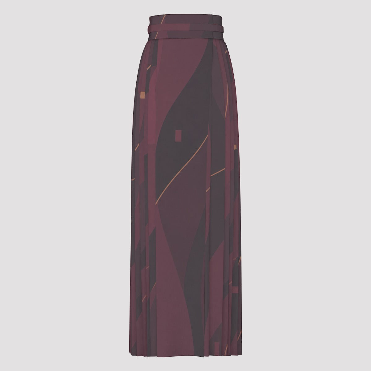 PU Wine Shadow Pleated Maxi Skirt