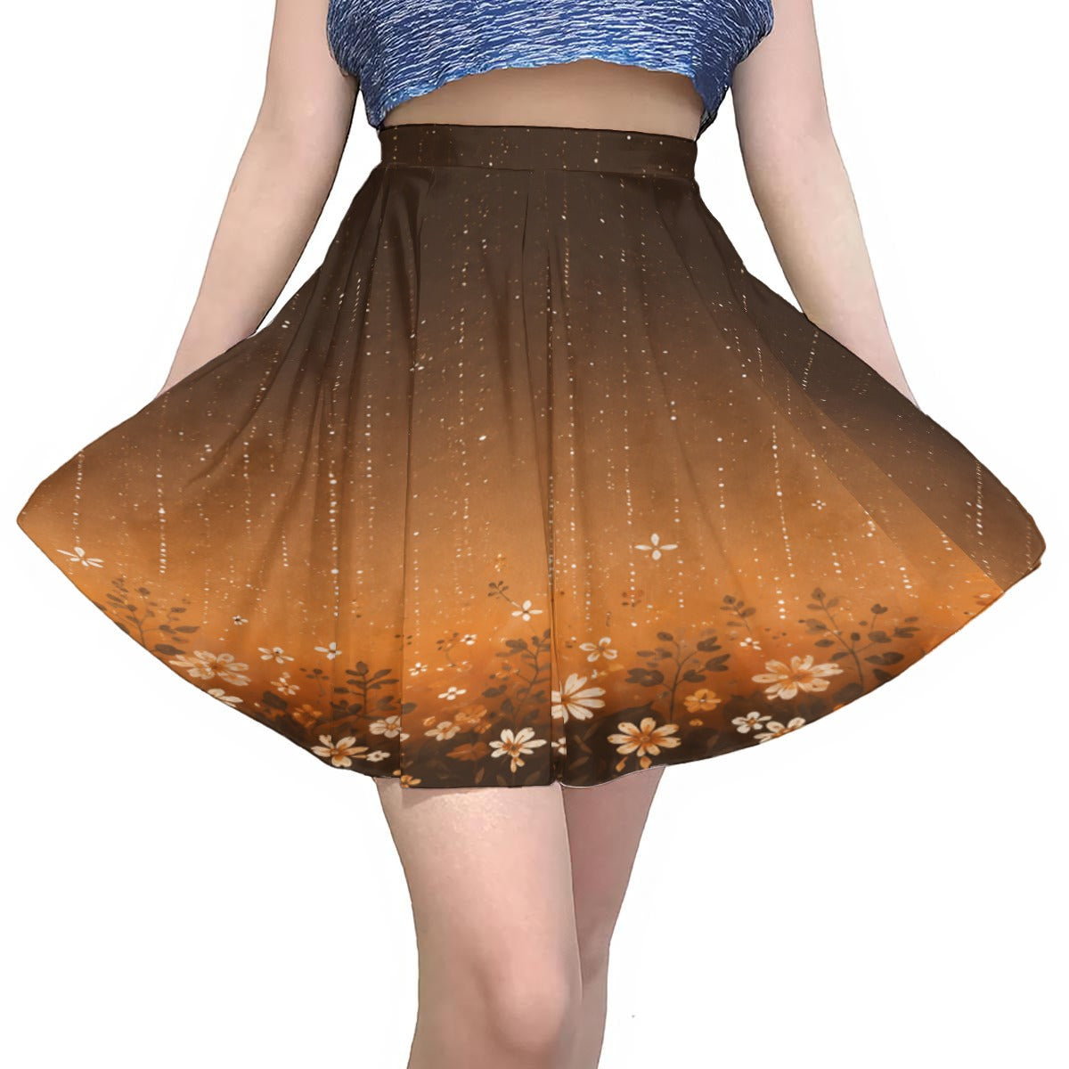 PU Amber Bloom A-Line Mini Skirt