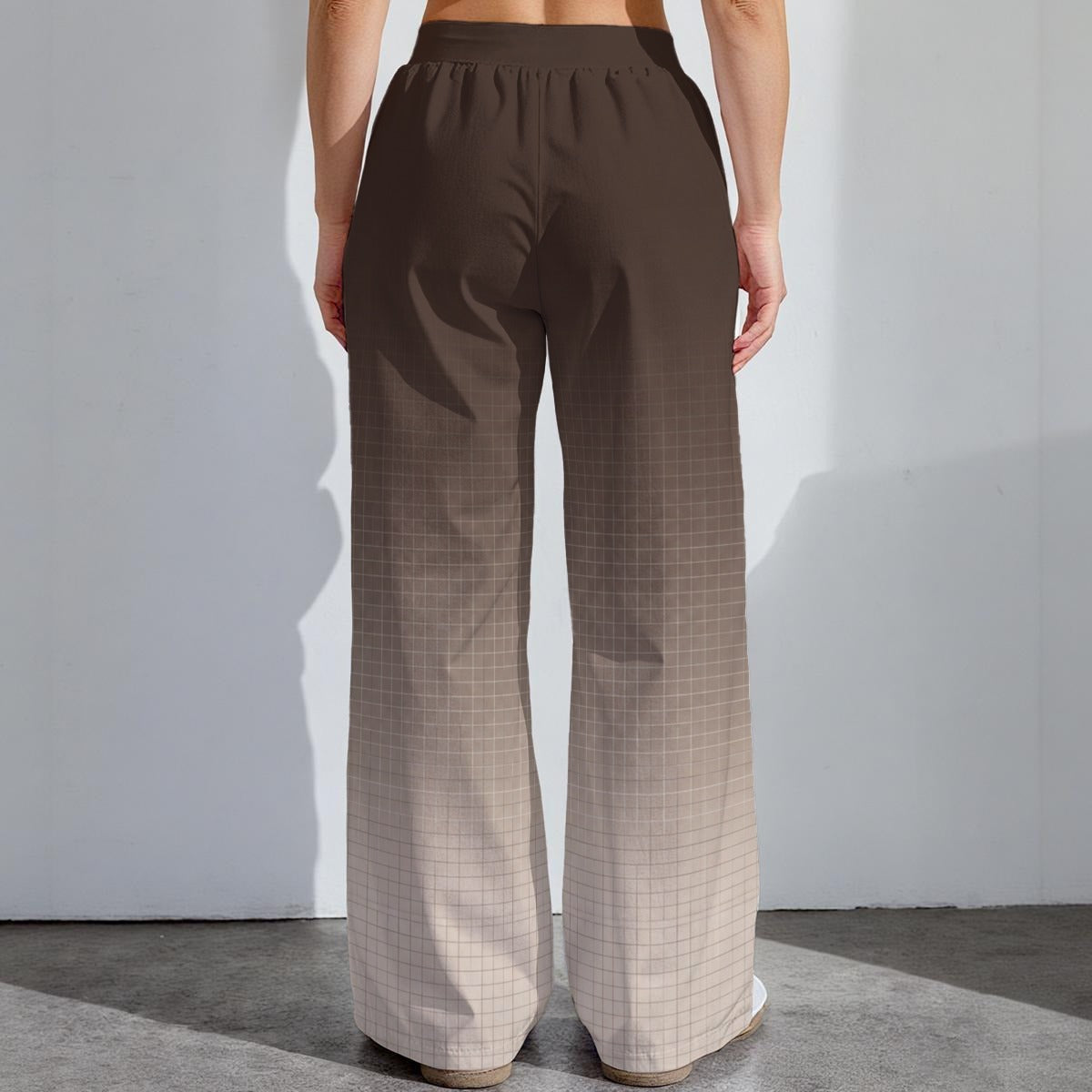 PU Soft Grid Fade High-Stretch Wide-Leg Pants