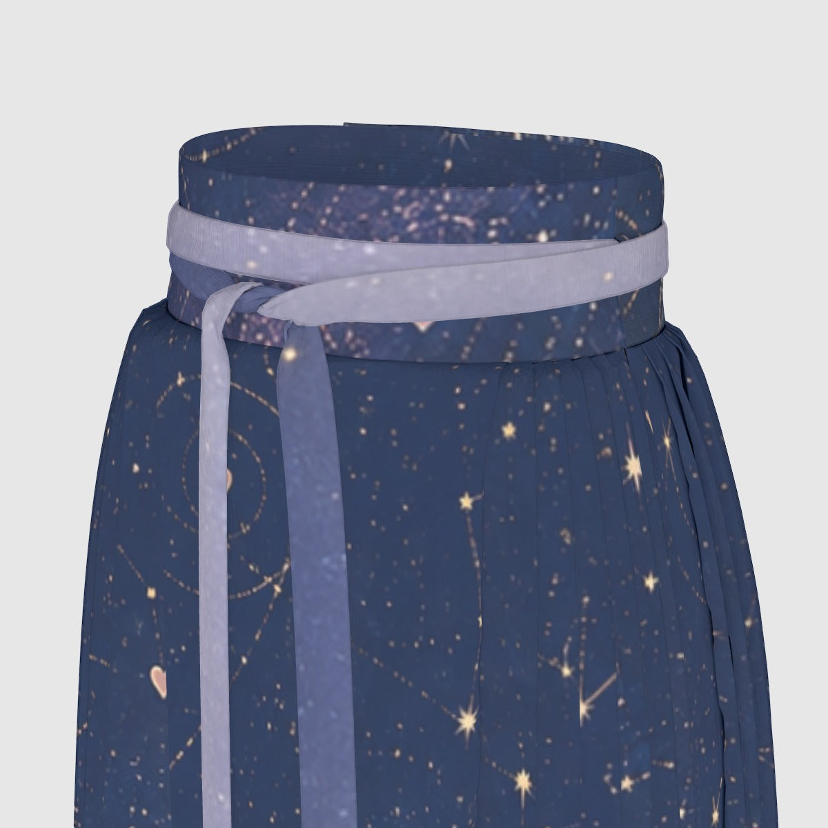 PU Celestial Ribbon Pleated Maxi Skirt