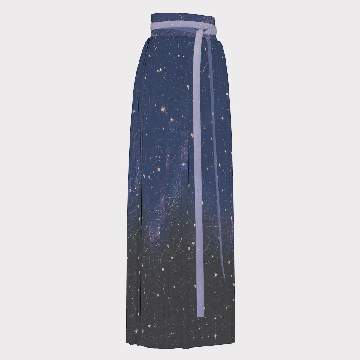 PU Celestial Ribbon Pleated Maxi Skirt