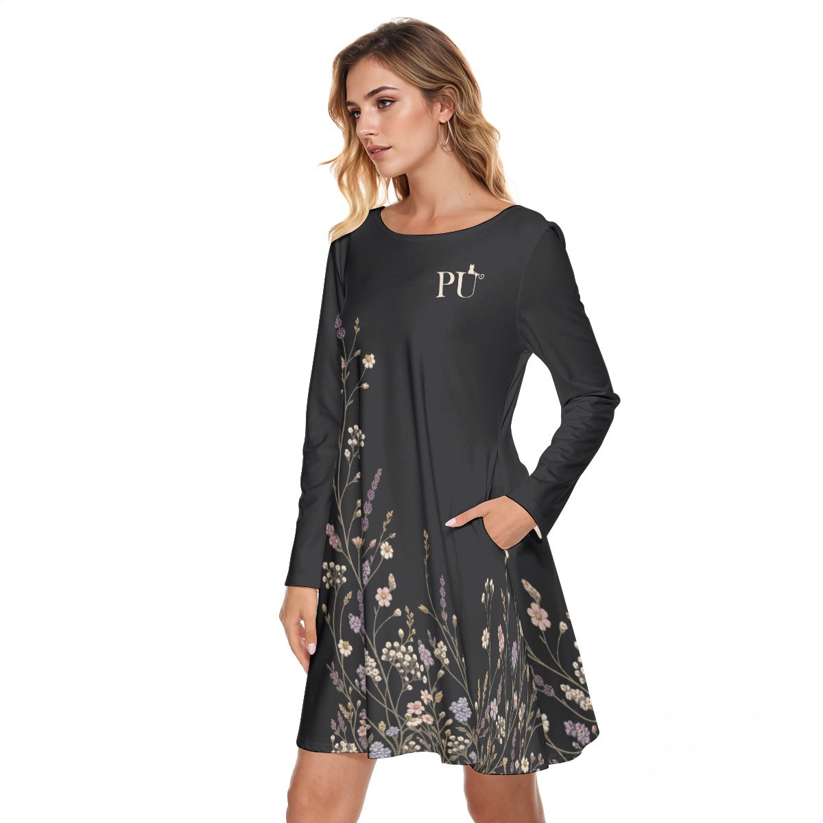 PU Meadow Night コットン長袖ワンピース
