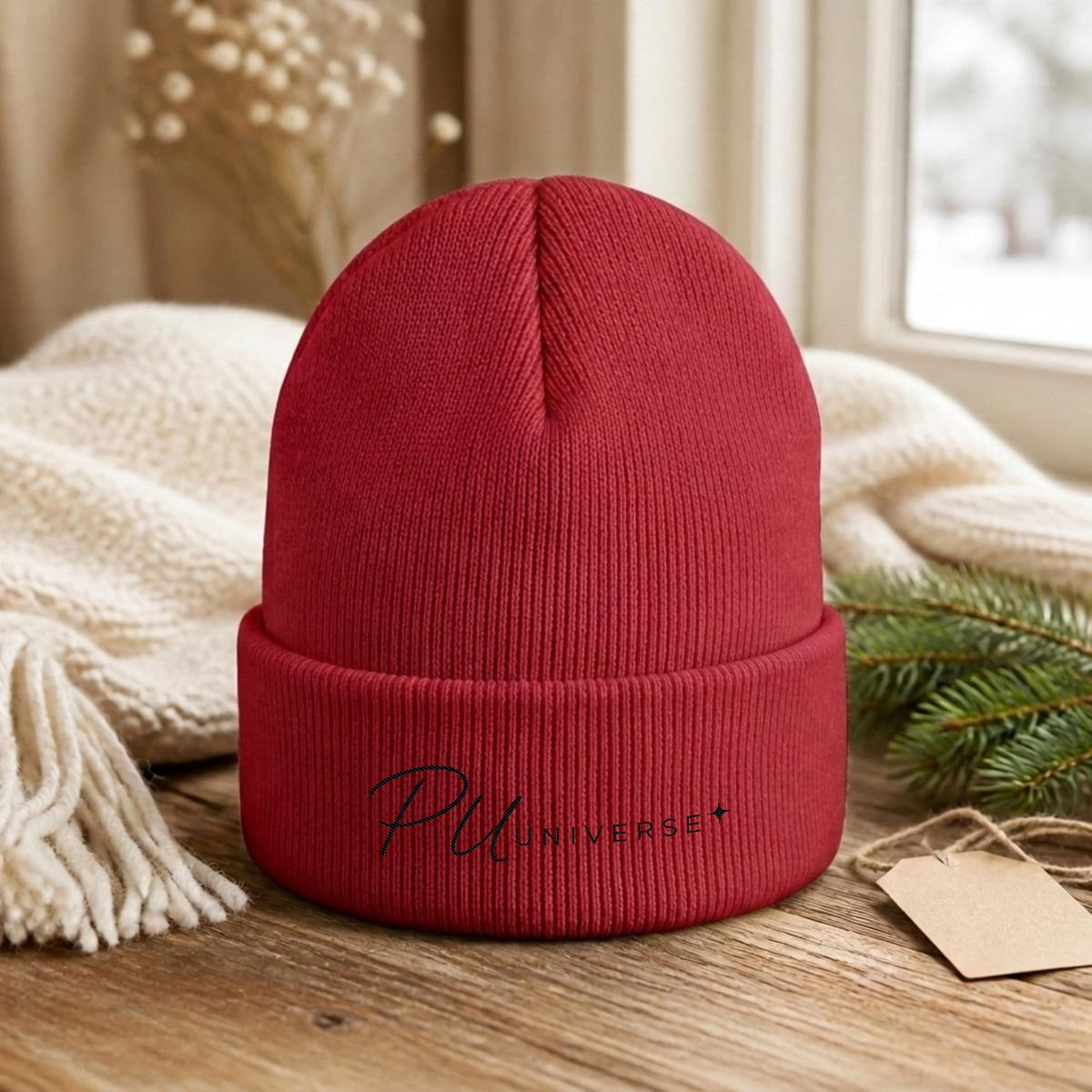 PU Universe Signature Embroidered Knit Beanie