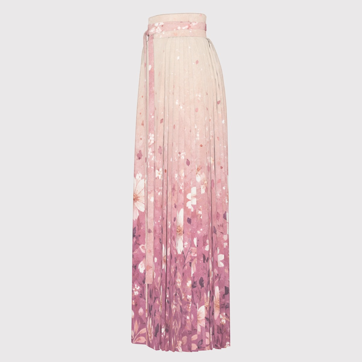 PU Blush Garden Pleated Maxi Skirt