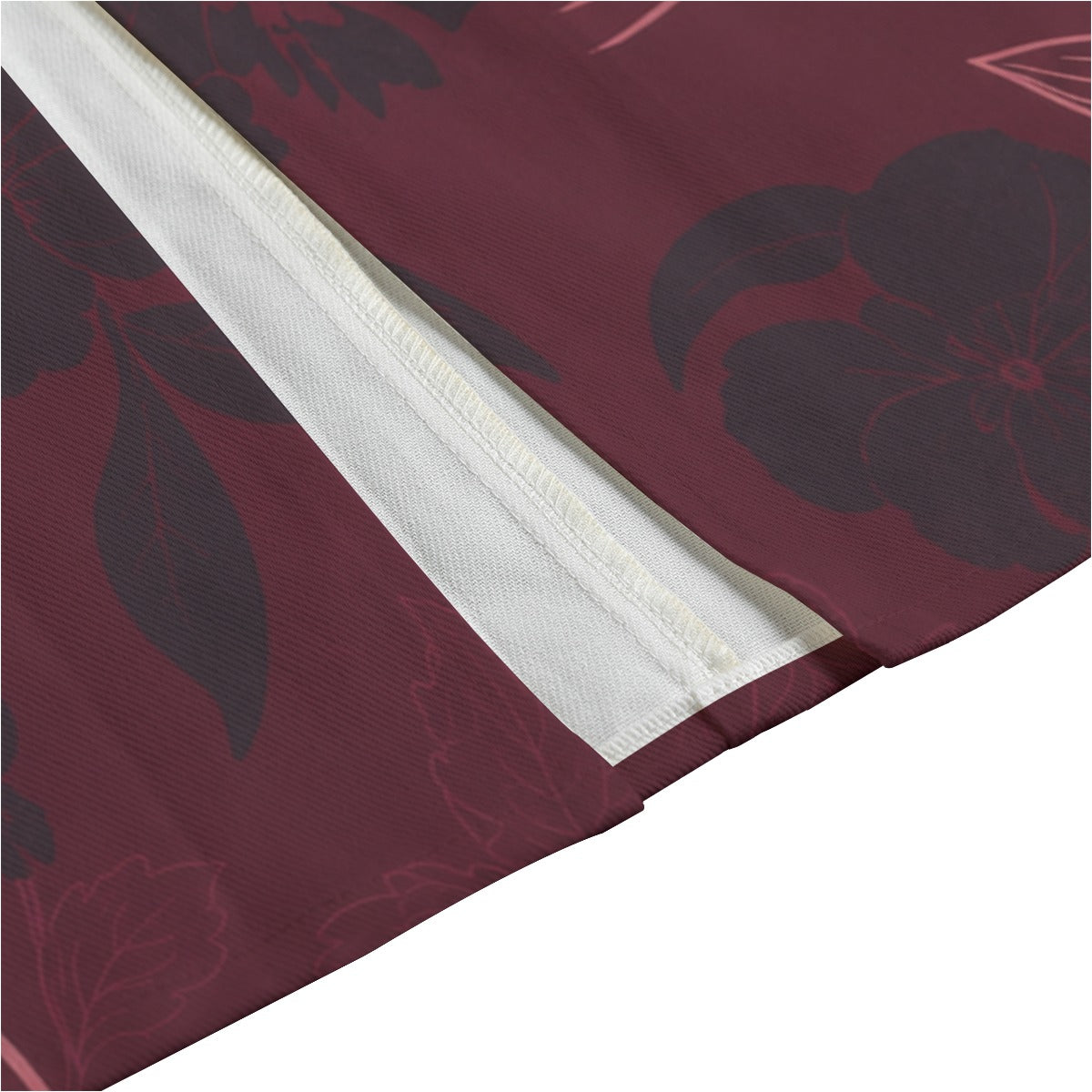 PU Burgundy Bloom Cotton Midi Skirt
