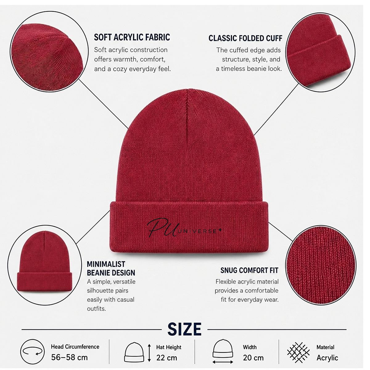 PU Universe Signature Embroidered Knit Beanie