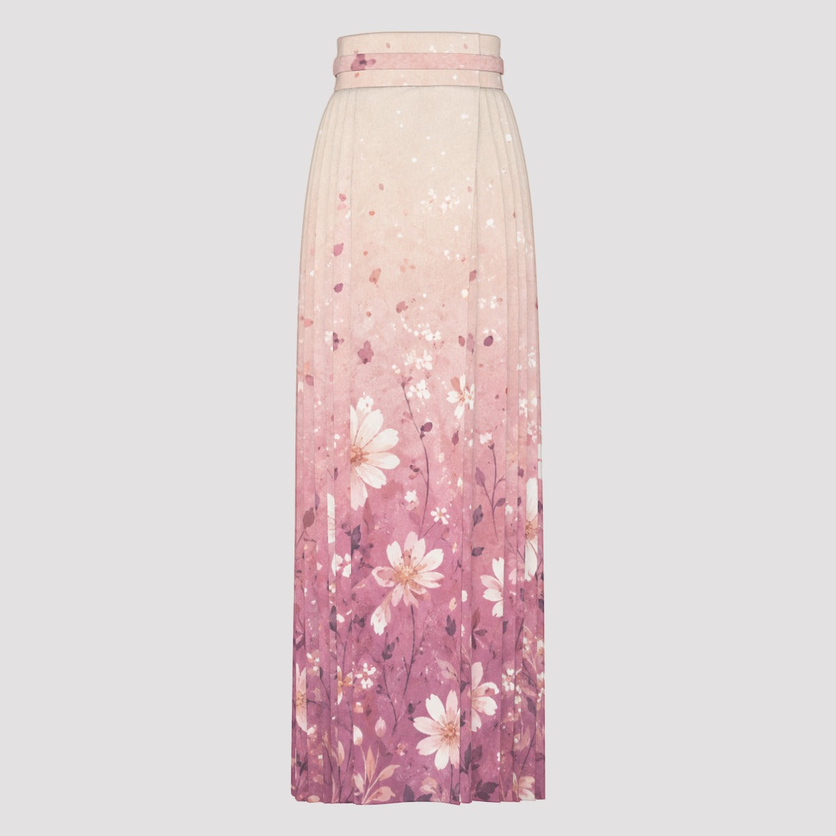 PU Blush Garden Pleated Maxi Skirt