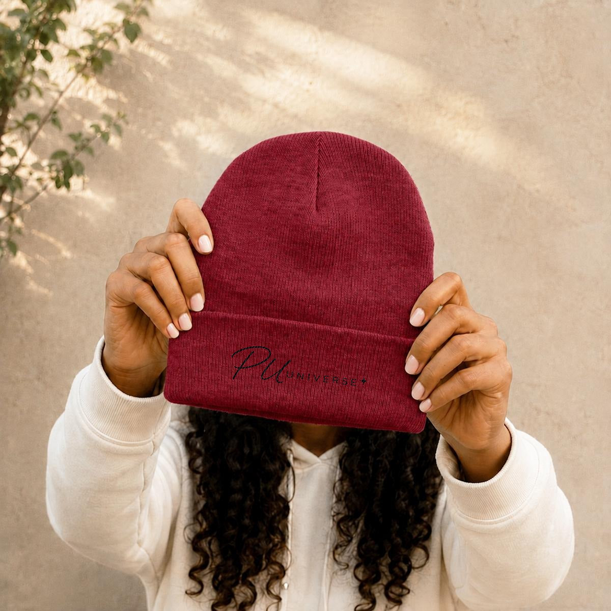 PU Universe Signature Embroidered Knit Beanie