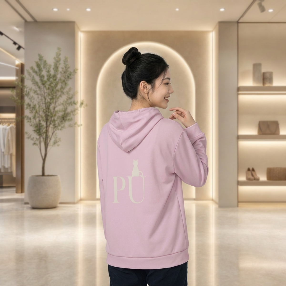PU Blush Rose Cat Signature Heavy Fleece Hoodie