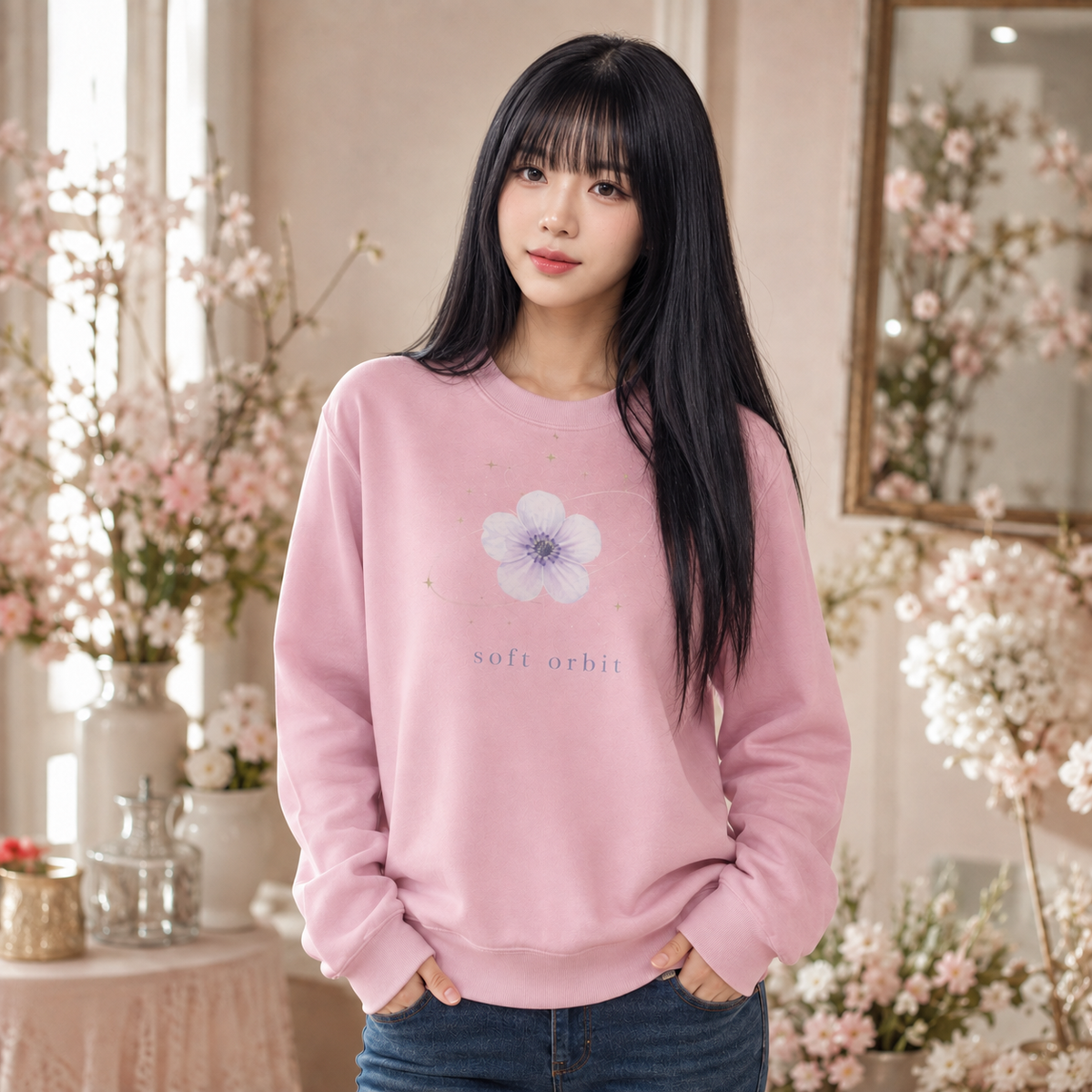 PU Soft Bloom Pink Sweatshirt