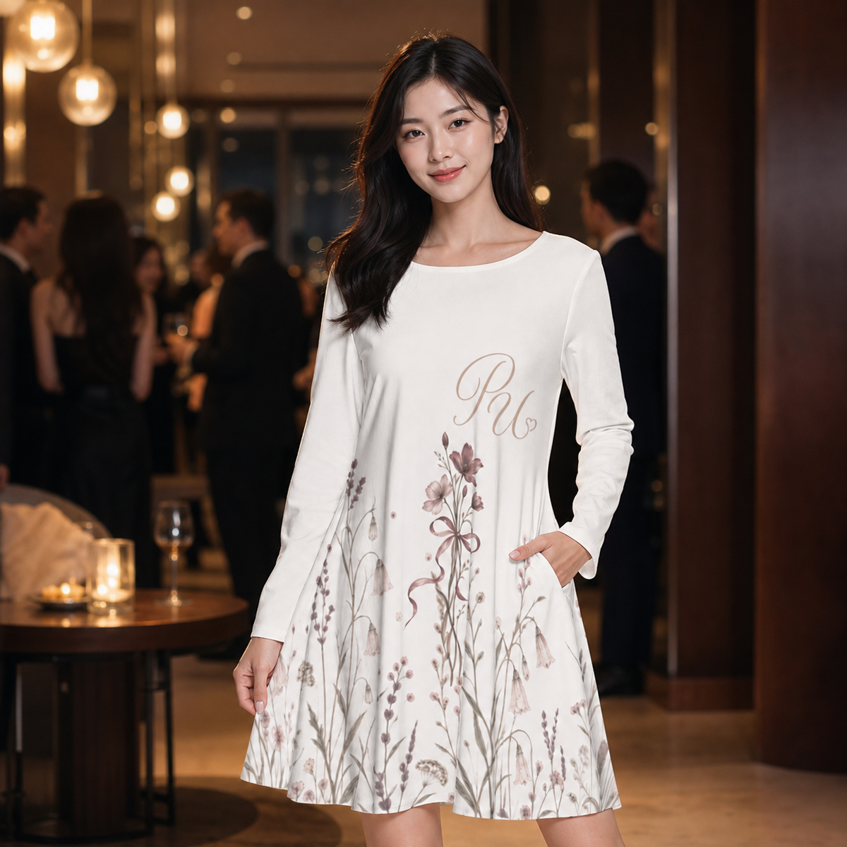 PU Autumn Bloom コットン長袖ワンピース