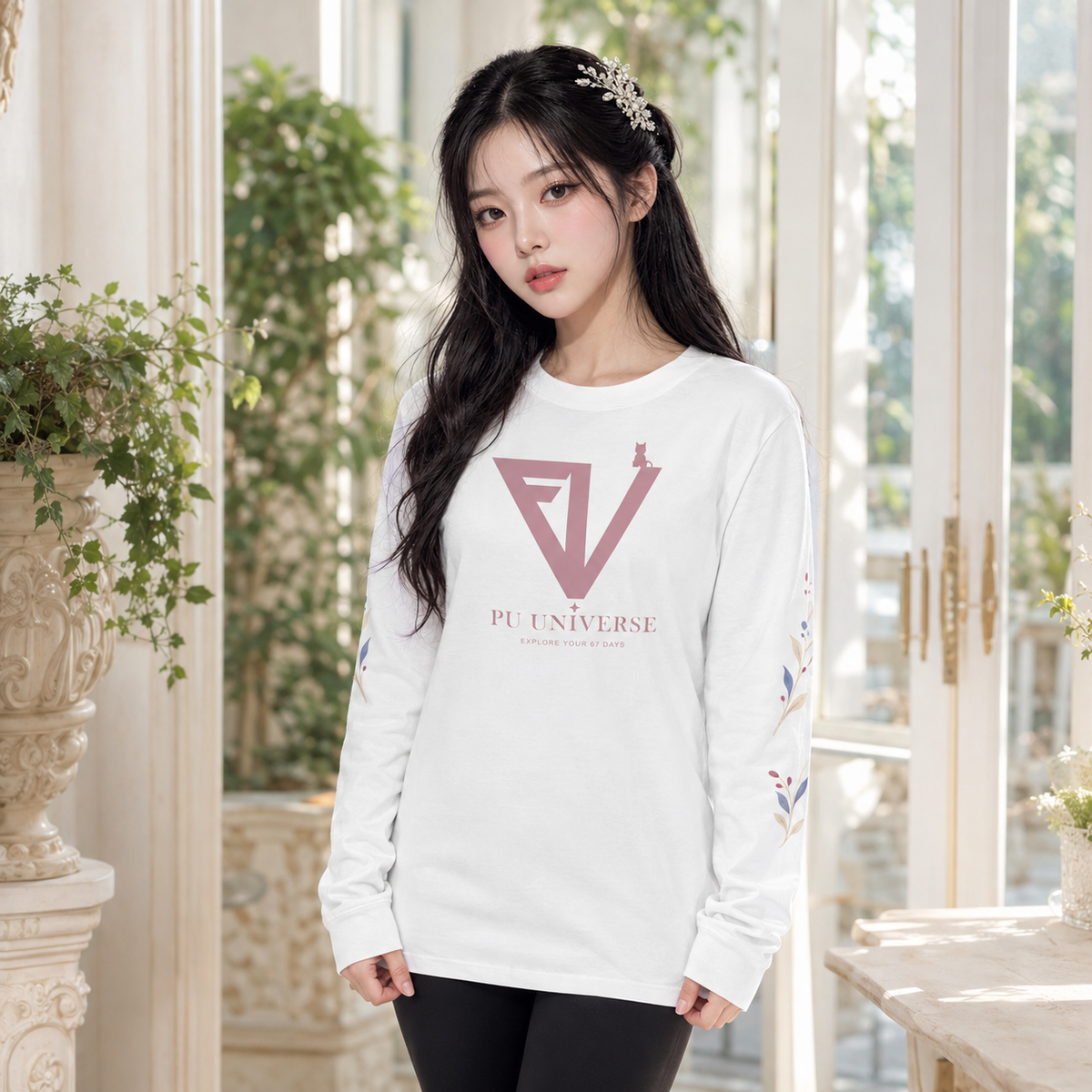 PU Celestial Line 4面プリント長袖Tシャツ