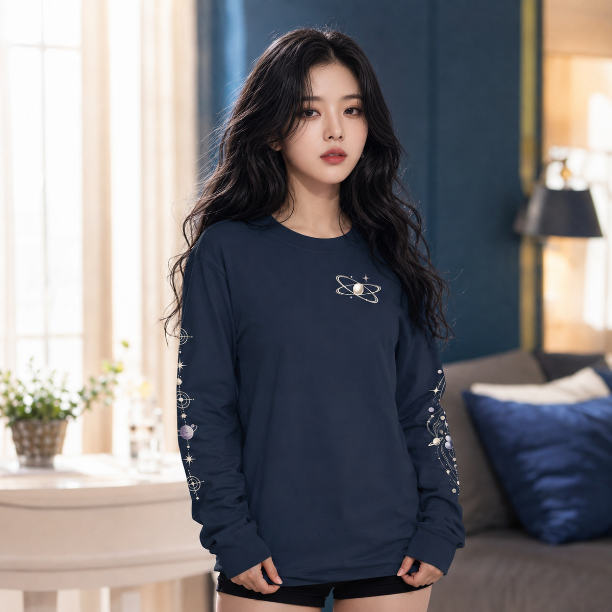 PU Celestial Orbit 4面プリント長袖Tシャツ