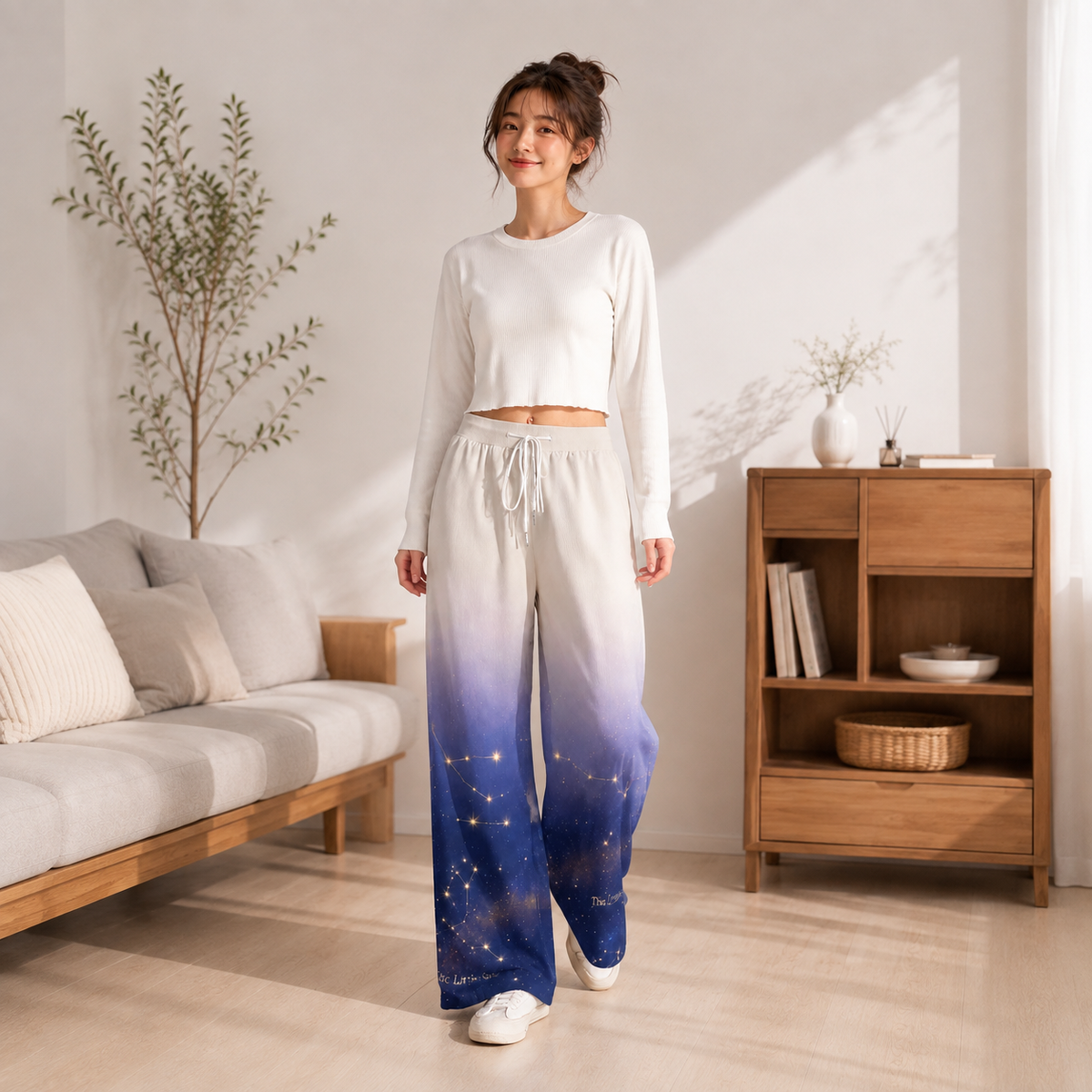 PU Little Star High-Stretch Wide-Leg Pants