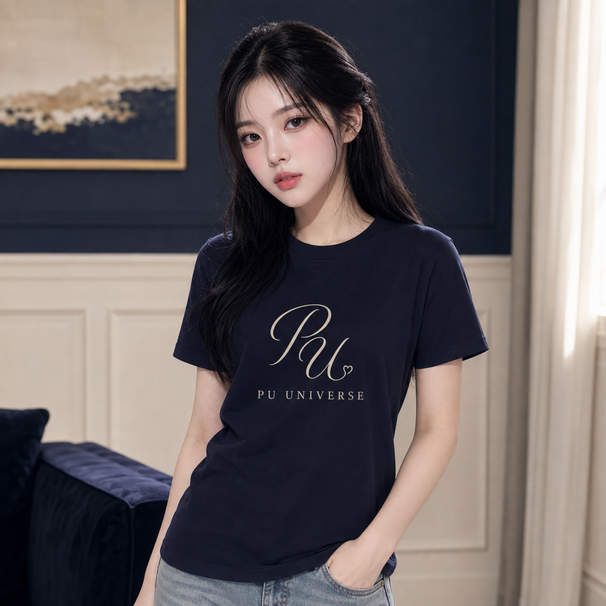 PU Midnight Logo Tee — Navy