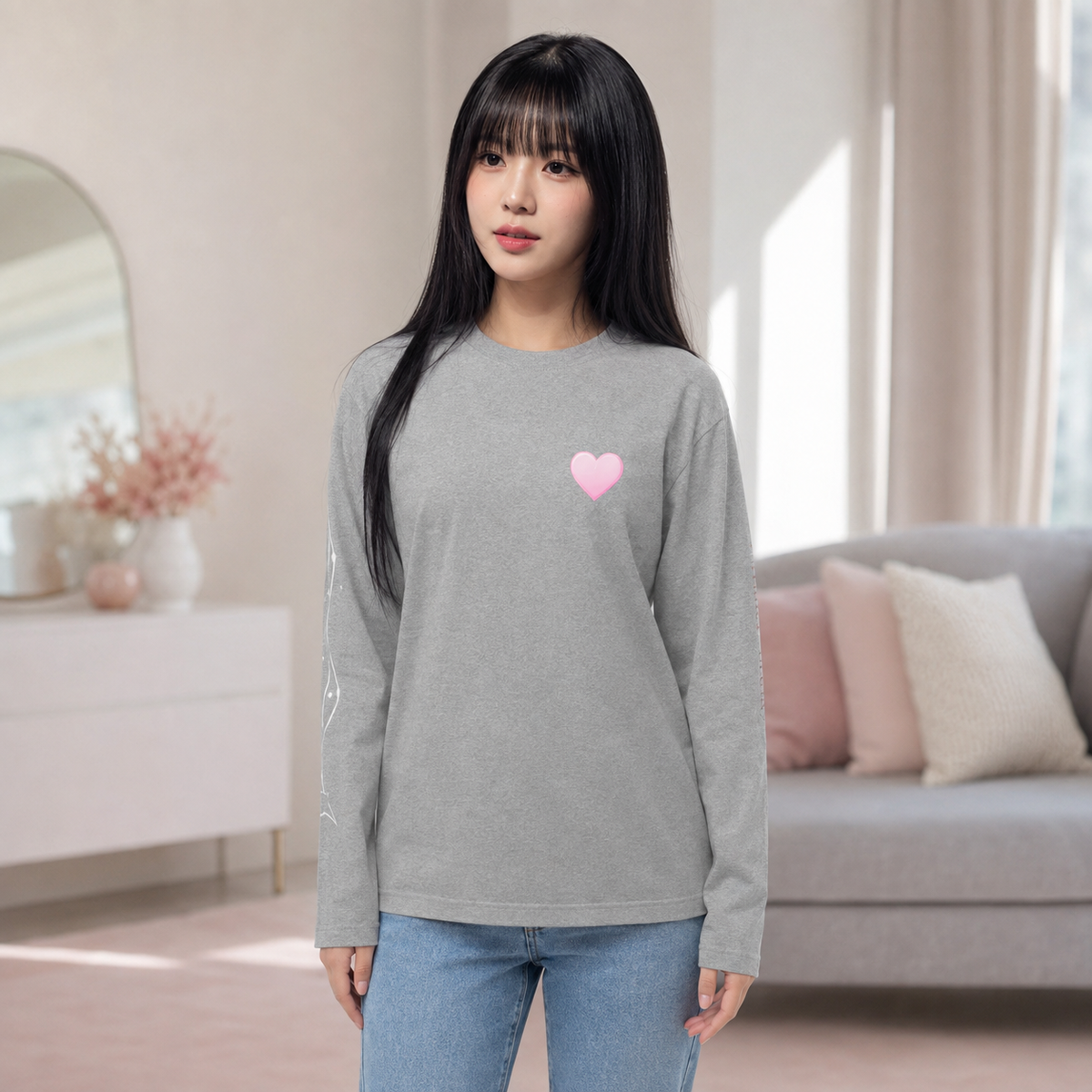 PU Signature Heart 4-Side Long Sleeve T-Shirt
